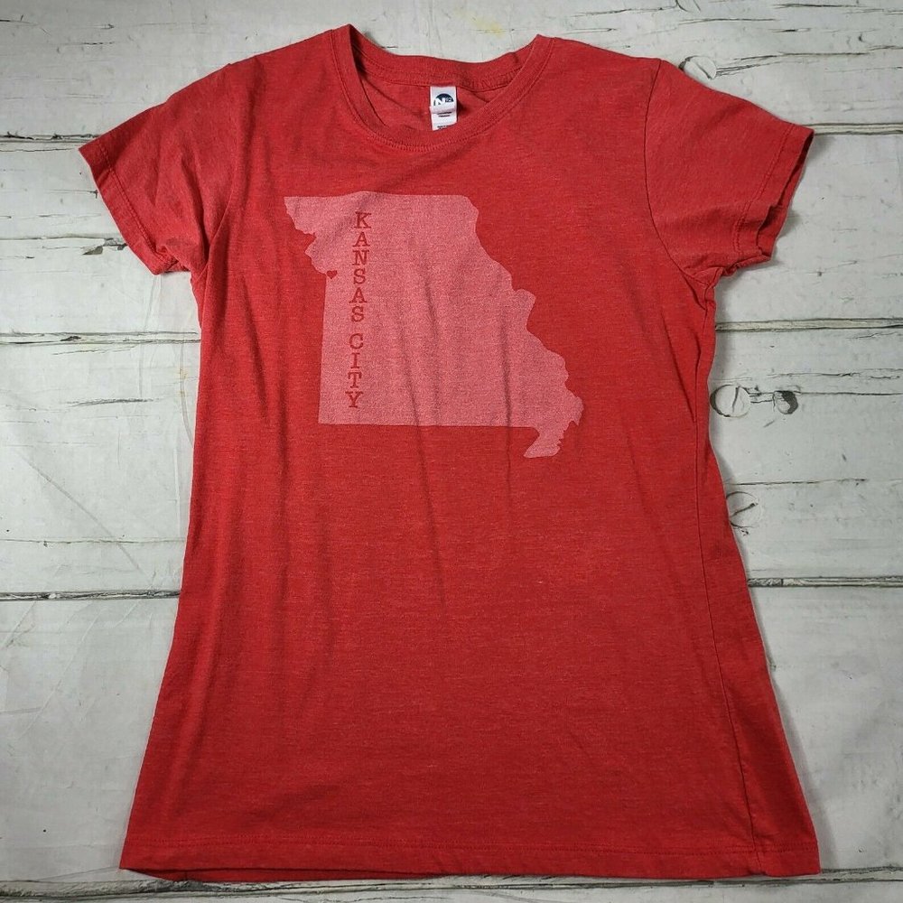 Kansas City MO Missouri Home Heart Red Short Sleeve T-Shirt Womens Size XL EUC
